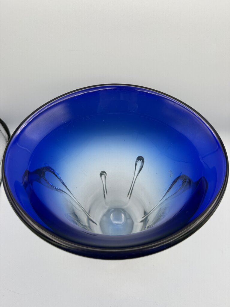 Gorgeous Art Deco Heavy Cobalt Blue to Clear 9” Tall Vase /ro