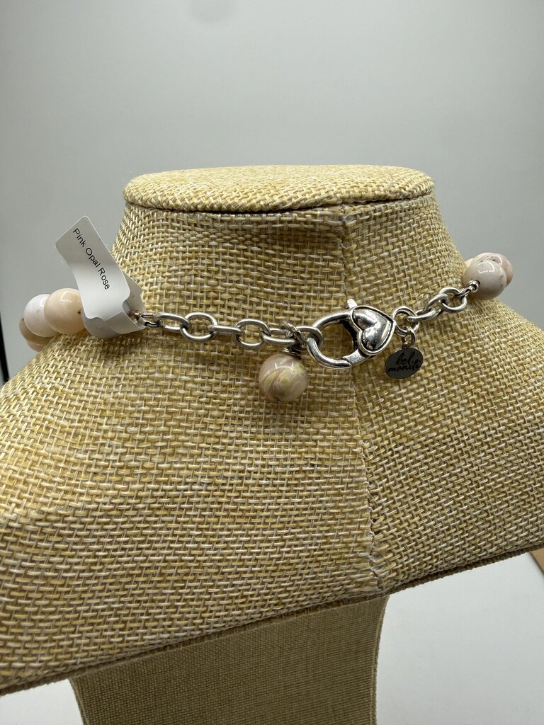 Bel Monili Vintage Reborn Pink Opal Rose Necklace Pierced Earrings /ro