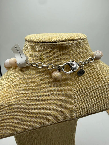 Bel Monili Vintage Reborn Pink Opal Rose Necklace Pierced Earrings /ro