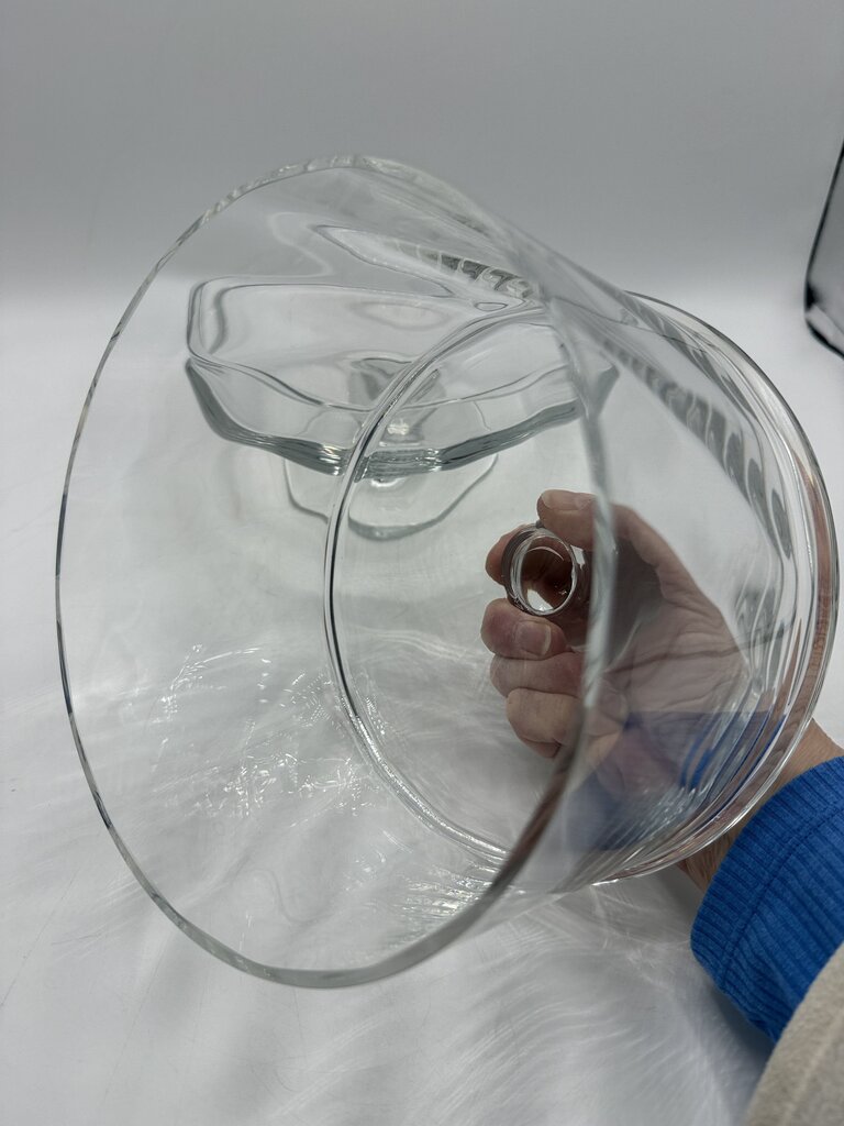 Heavy Clear Swirled Glass Pedestal Cheese/Pastry Dome 8” dia Lid Footed /rw