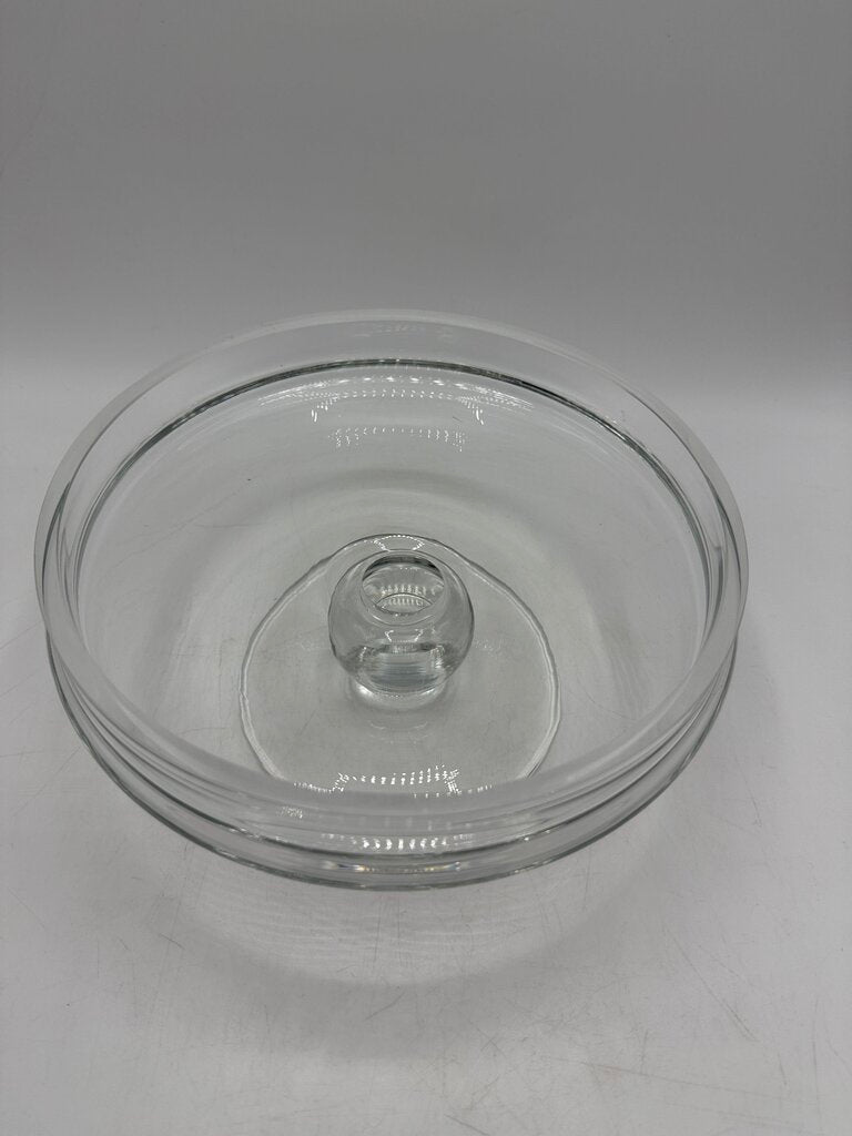 Heavy Clear Swirled Glass Pedestal Cheese/Pastry Dome 8” dia Lid Footed /rw