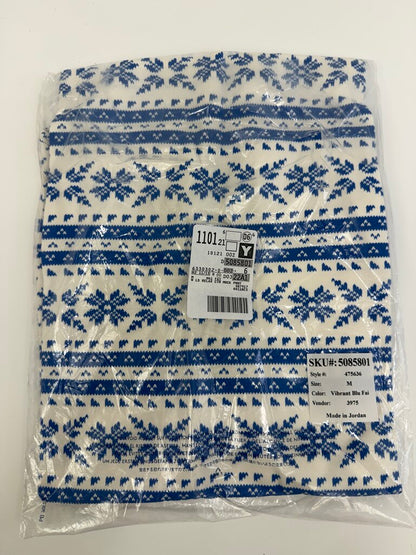 New-Lands End Women Relax Mock Neck Print Blue Size Medium /rb