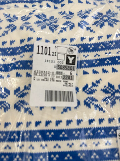 New-Lands End Women Relax Mock Neck Print Blue Size Medium /rb