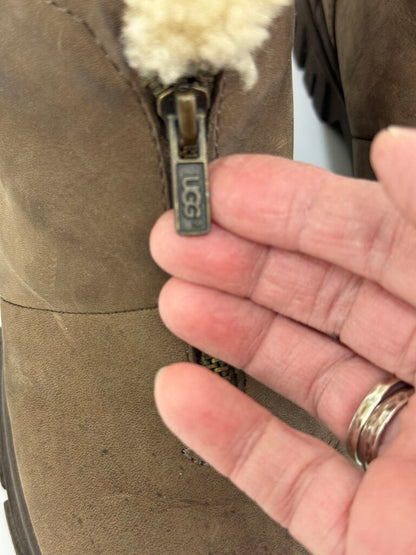 Ugg Austrailia Apres - Ski Zip Ankle Boot Taupe Women Size 7 /rb