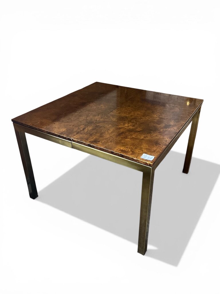 Mid-Century Square Burl Wood Dining Table
