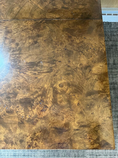 Mid-Century Square Burl Wood Dining Table