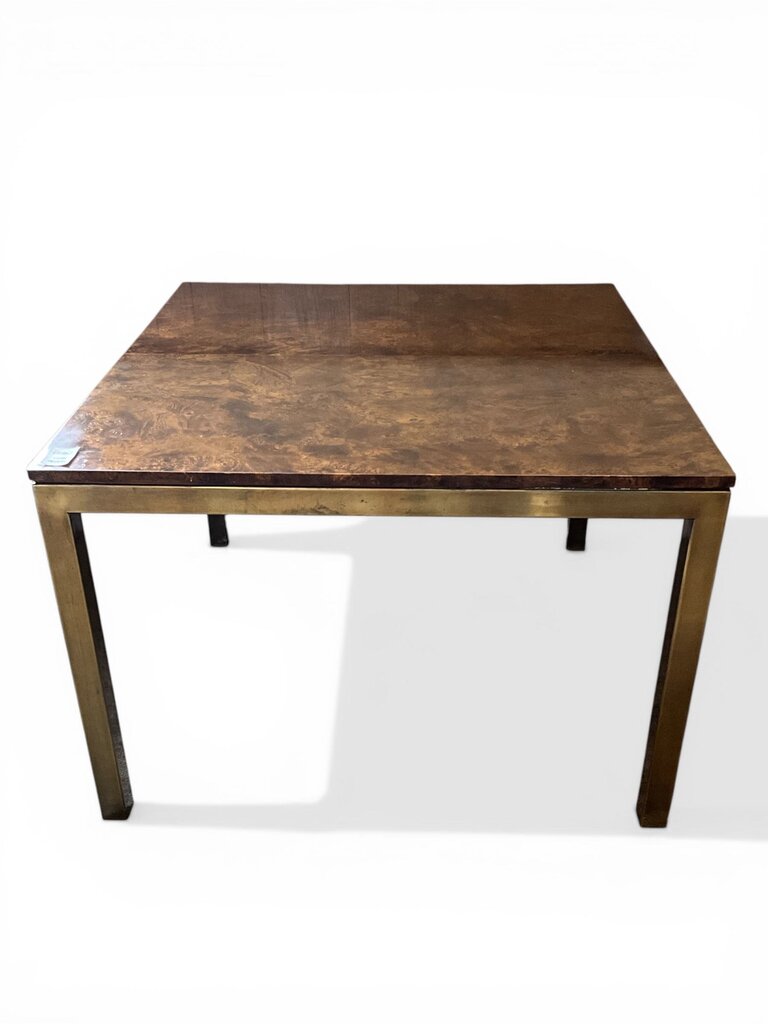 Mid-Century Square Burl Wood Dining Table