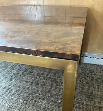 Mid-Century Square Burl Wood Dining Table