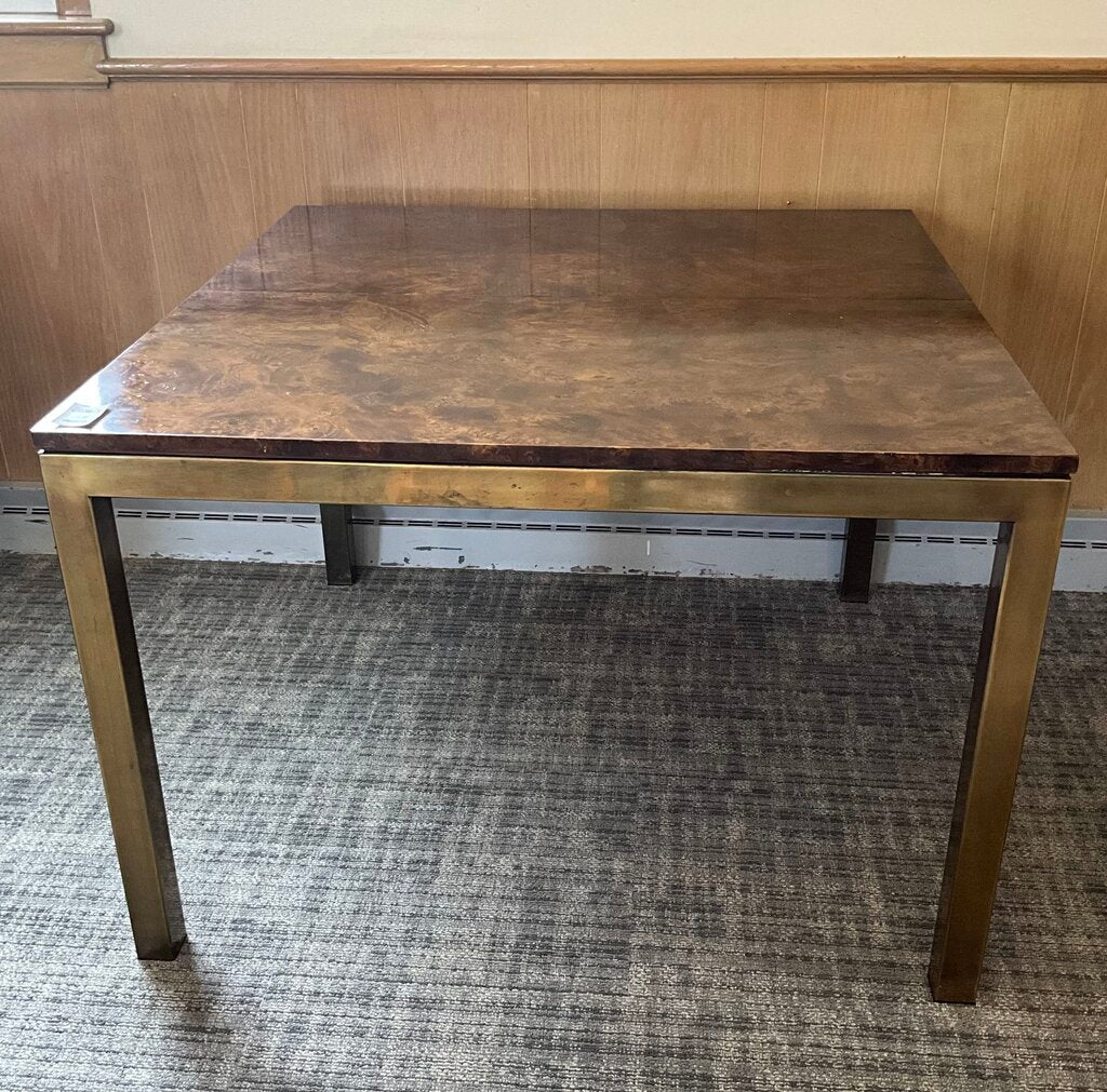 Mid-Century Square Burl Wood Dining Table