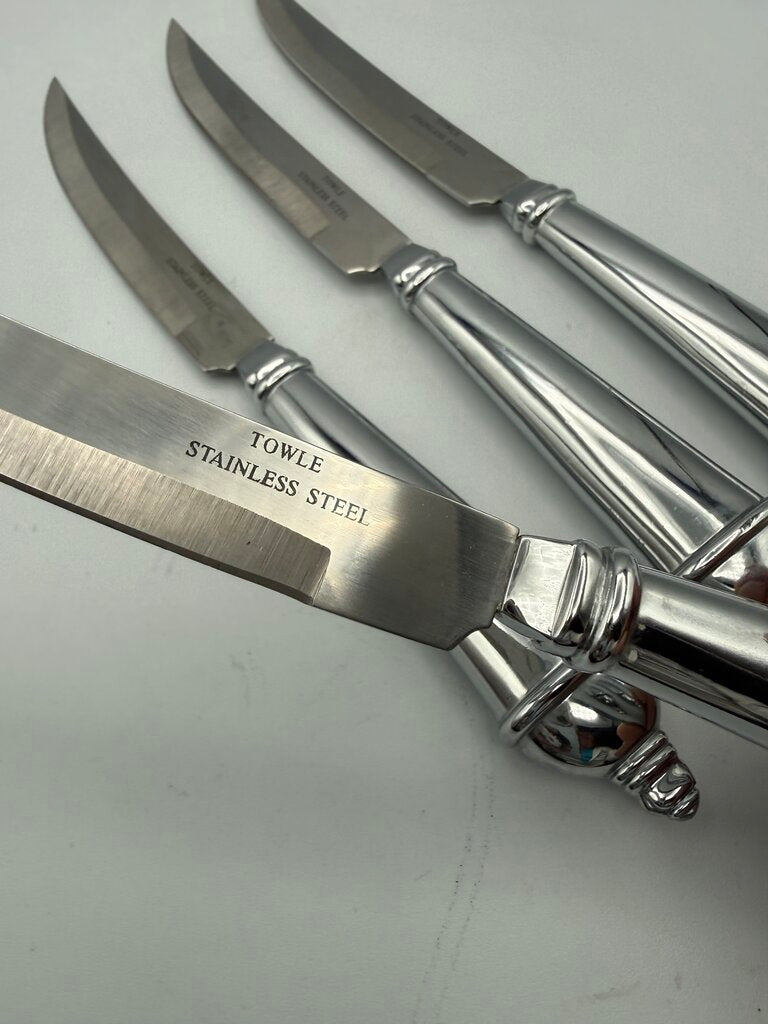 Towle Silver Smiths StainlessSteel Set of 4 Quality Steak Knives /ro