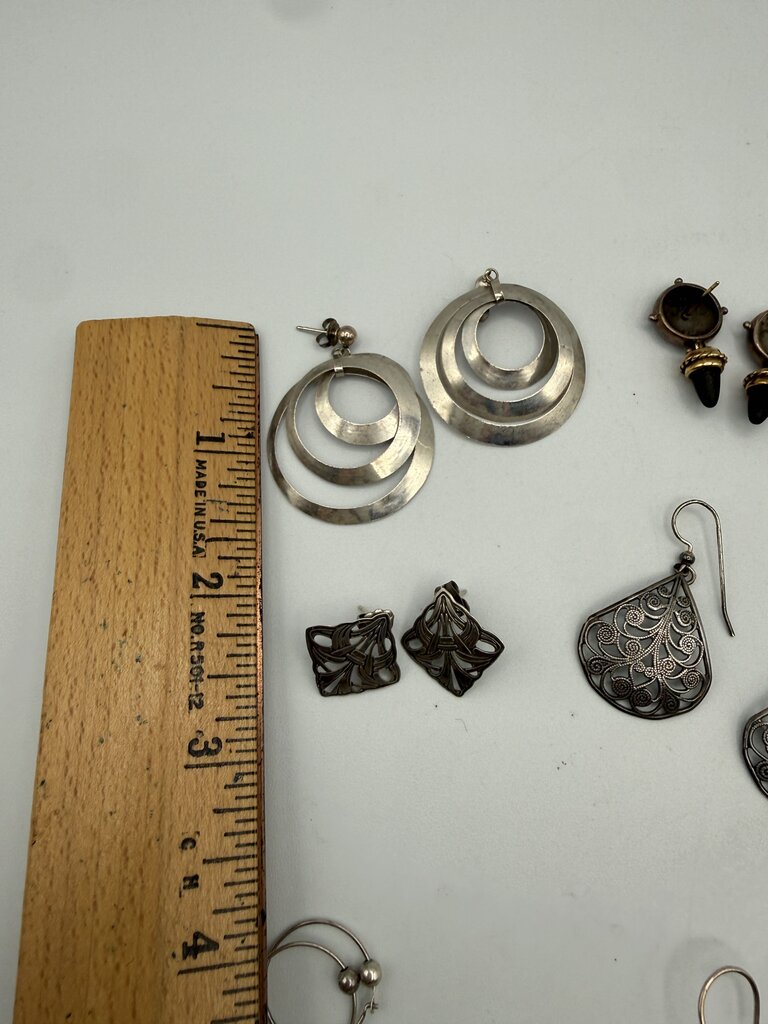Estate lot of 8 pairs of Silver Pierced Earrings /ro