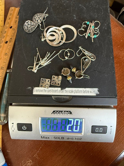 Estate lot of 8 pairs of Silver Pierced Earrings /ro