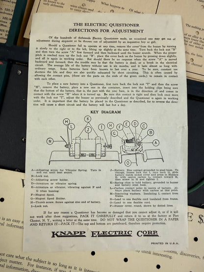 Vintage Knapp Electric Questioner No. 325 Quiz Game /rb