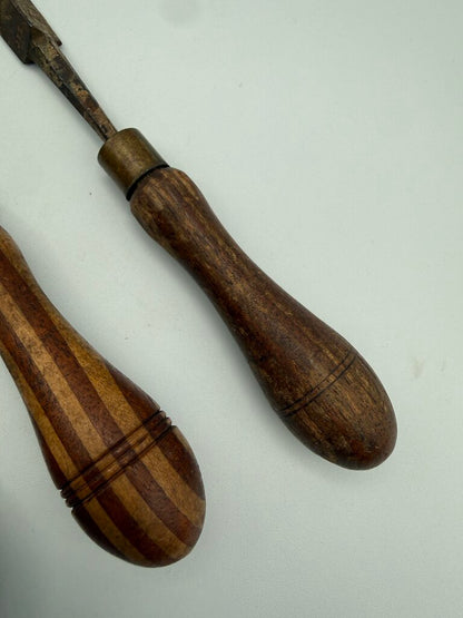 VTG Tools Wood Hand Turned Handle Metal Files Set of 4 /rw