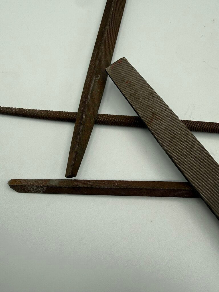 VTG Tools Wood Hand Turned Handle Metal Files Set of 4 /rw