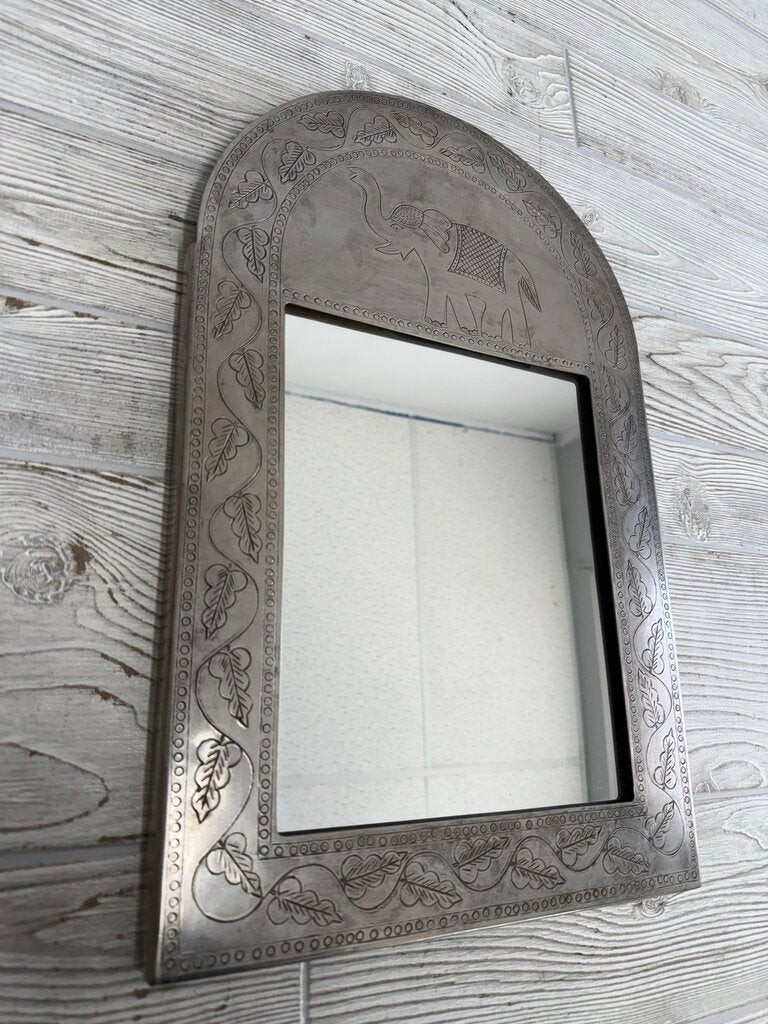 Elephant Etched Metal Frame with Mirror 18” x 12” /ro