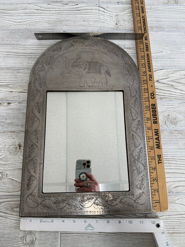 Elephant Etched Metal Frame with Mirror 18” x 12” /ro