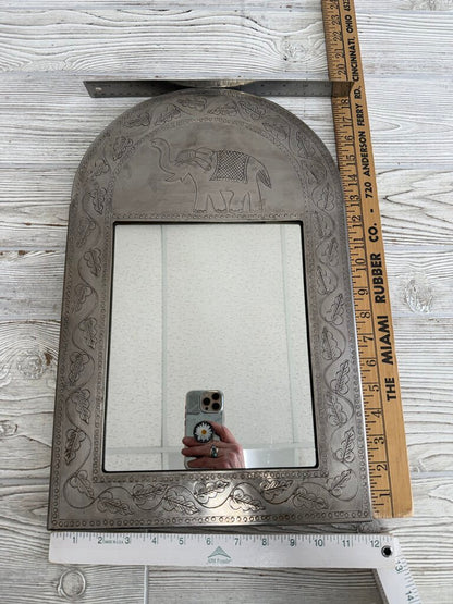 Elephant Etched Metal Frame with Mirror 18” x 12” /ro