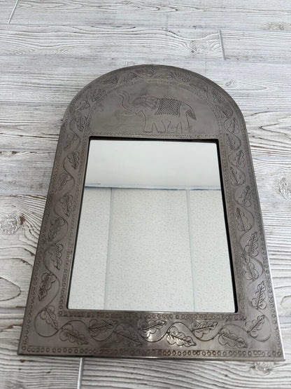 Elephant Etched Metal Frame with Mirror 18” x 12” /ro