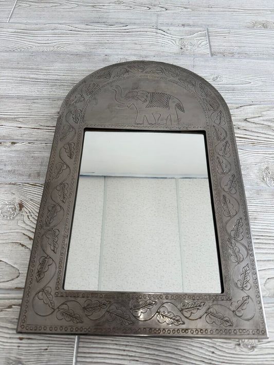 Elephant Etched Metal Frame with Mirror 18” x 12” /ro