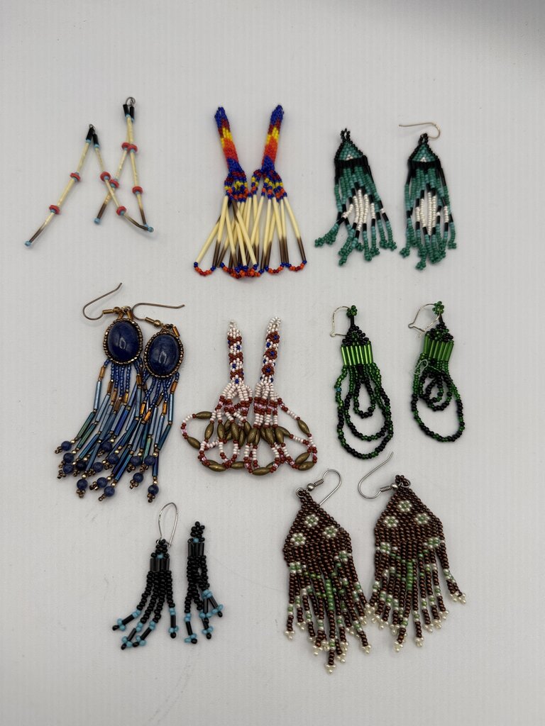 Native American Style Beaded Pierced Wire Earrings 8 pairs /ro