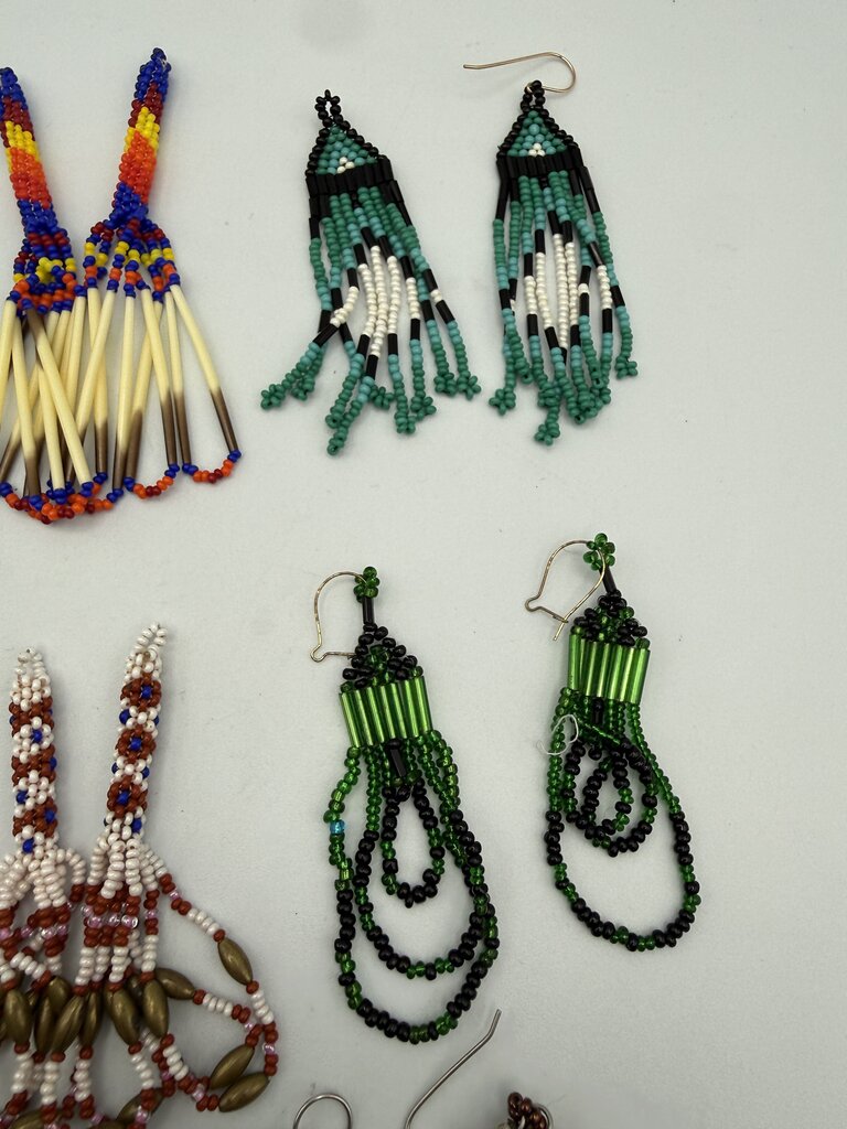 Native American Style Beaded Pierced Wire Earrings 8 pairs /ro