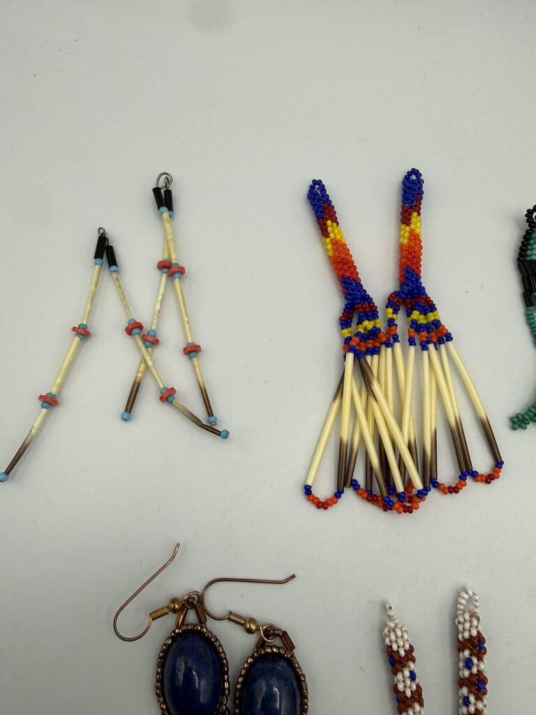 Native American Style Beaded Pierced Wire Earrings 8 pairs /ro
