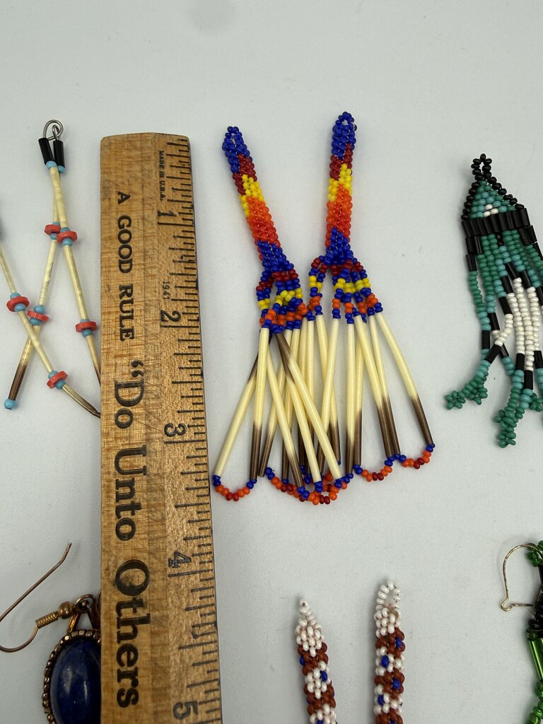 Native American Style Beaded Pierced Wire Earrings 8 pairs /ro