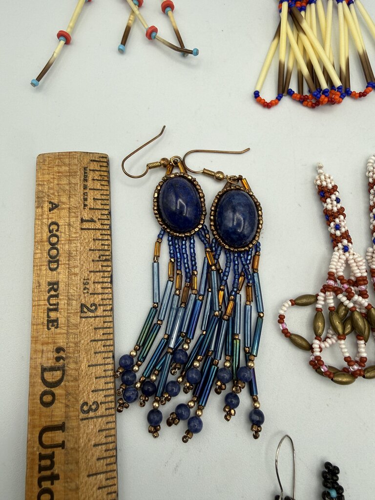 Native American Style Beaded Pierced Wire Earrings 8 pairs /ro