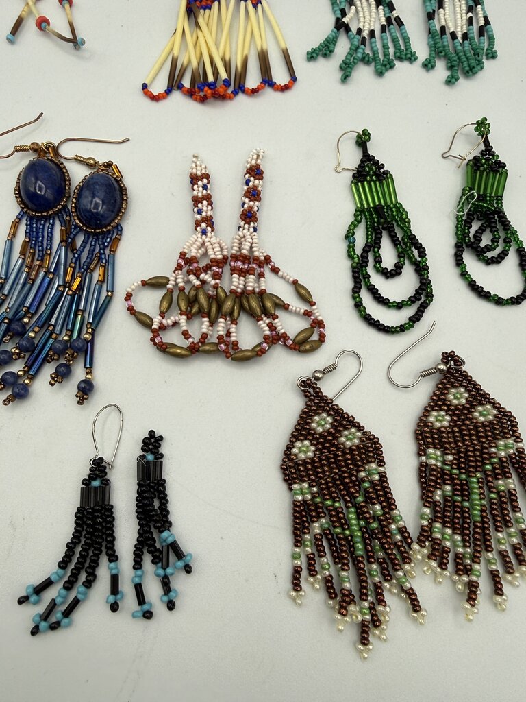 Native American Style Beaded Pierced Wire Earrings 8 pairs /ro
