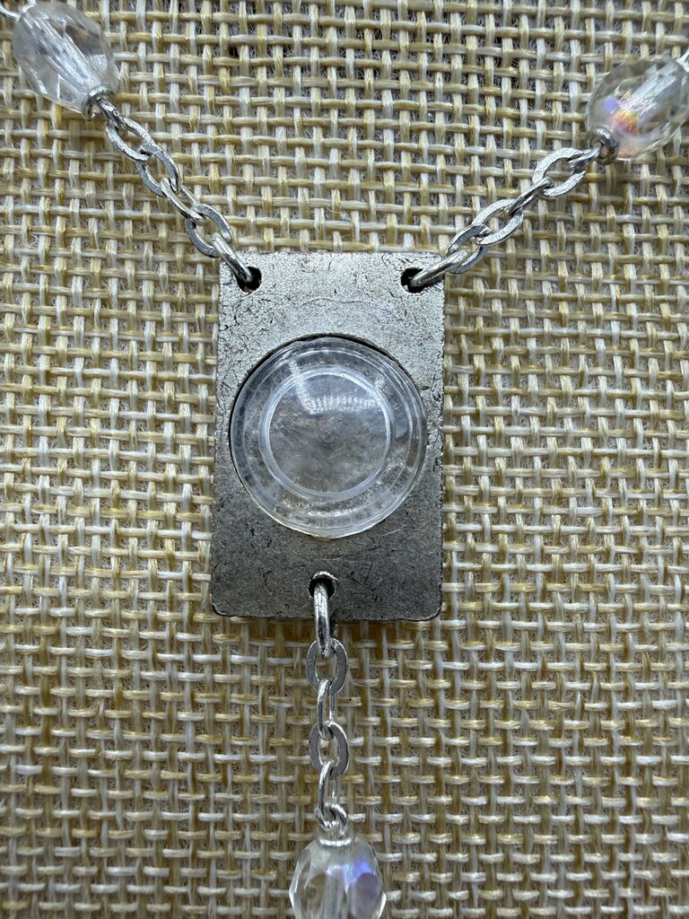 VTG 1960’s Lourdes France Rosary w/Holy Water Center Aurora Borealis Glass Beads /ro