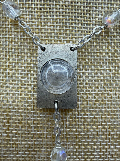 VTG 1960’s Lourdes France Rosary w/Holy Water Center Aurora Borealis Glass Beads /ro