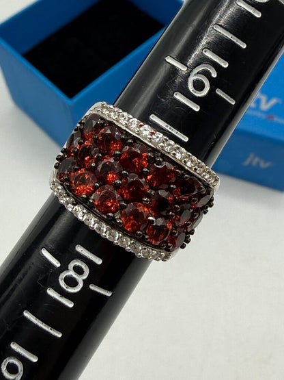 Red Garnet Rhodium Over Sterling Silver Ring 4 CTW size 7 /ro