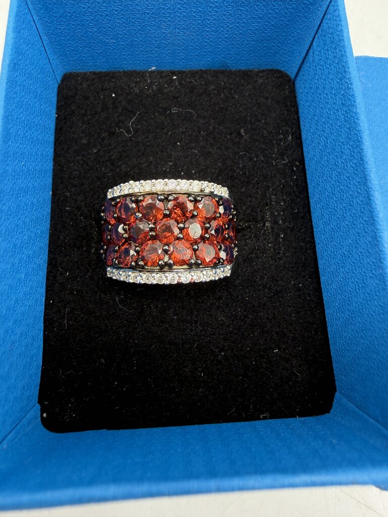 Red Garnet Rhodium Over Sterling Silver Ring 4 CTW size 7 /ro