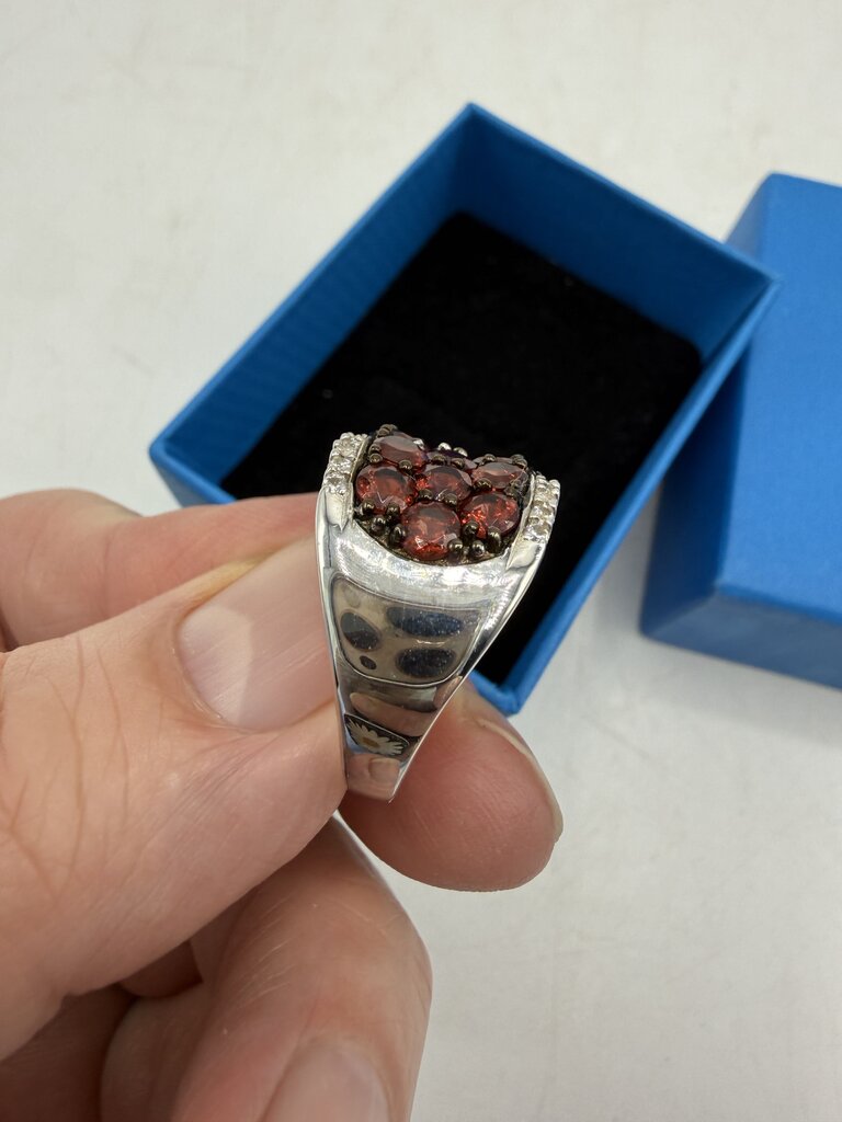 Red Garnet Rhodium Over Sterling Silver Ring 4 CTW size 7 /ro