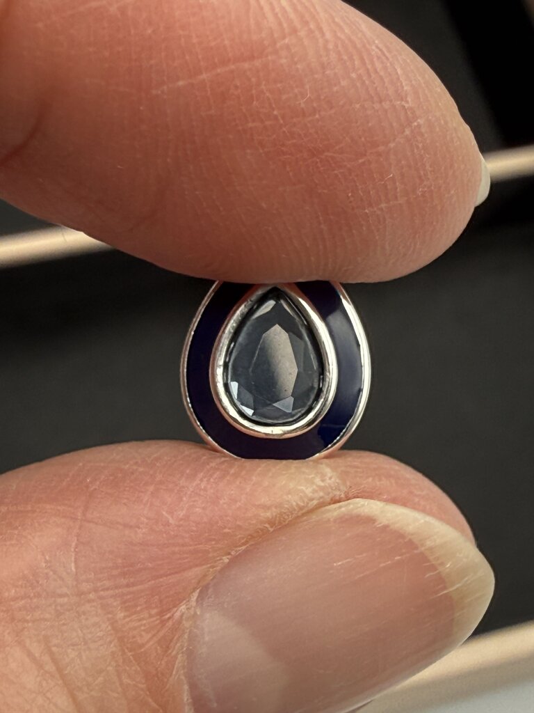 Pandora Reflexions Droplet Blue Enamel Crystal Pear Shape Clip /ro