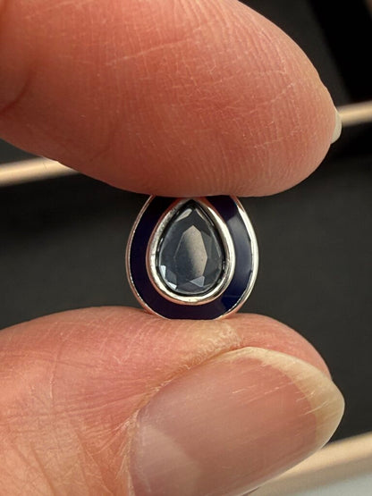 Pandora Reflexions Droplet Blue Enamel Crystal Pear Shape Clip /ro