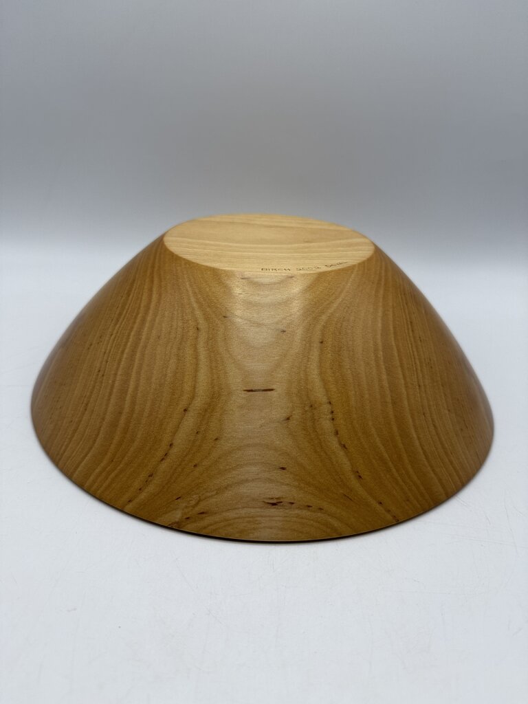 2002 Hand Turned Wood Birch Bowl Signed 11” dia. /ro