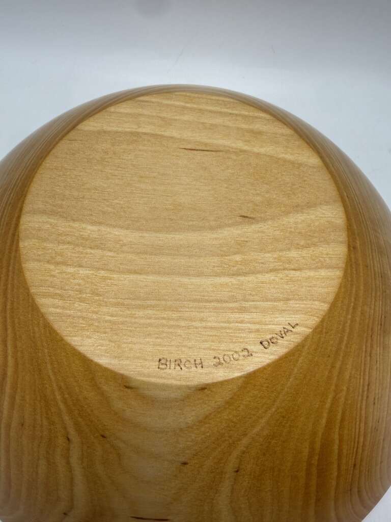 2002 Hand Turned Wood Birch Bowl Signed 11” dia. /ro