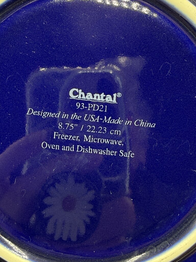 Chantal Cobalt Blue Ceramic Pie Plates Braided Edge set of 2 /rw
