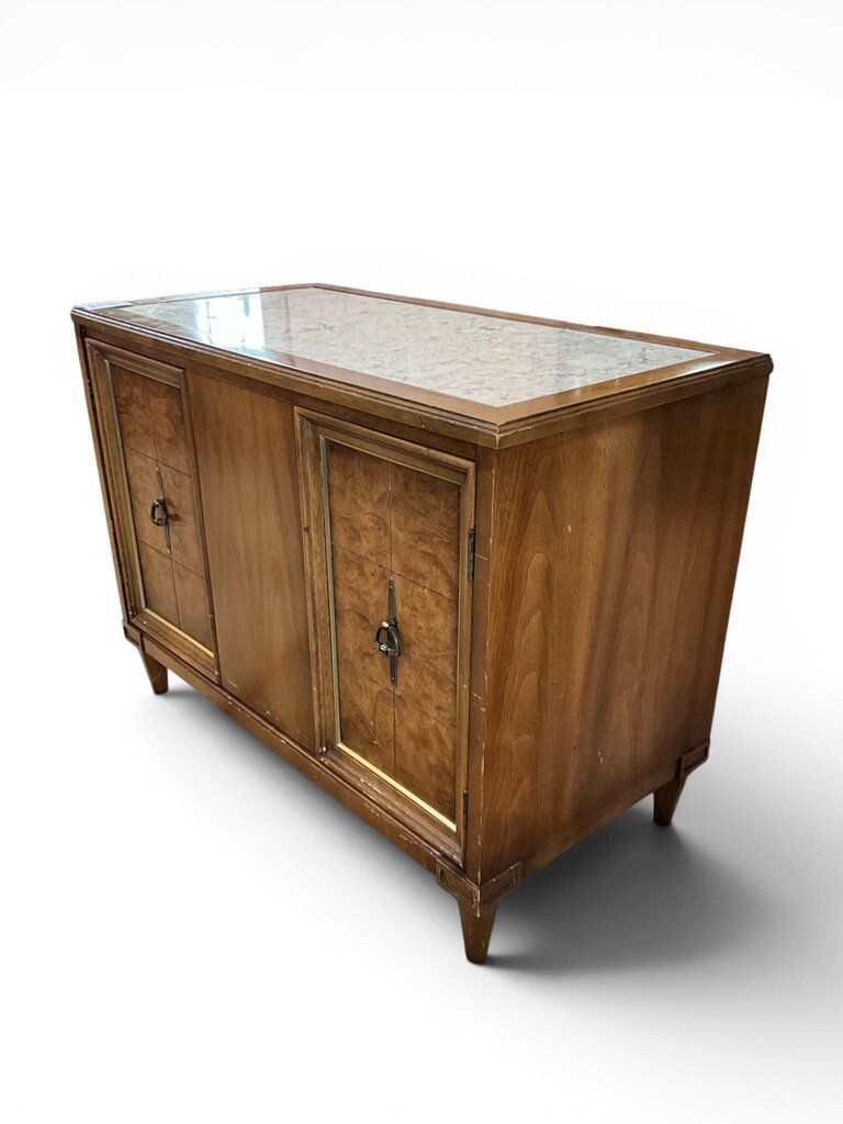 Vintage Mid-Century Modern Marble Top Storage Cabinet