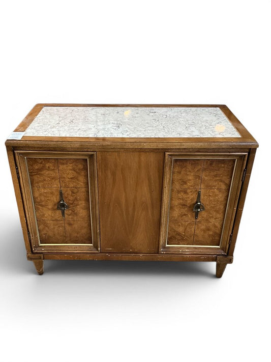 Vintage Mid-Century Modern Marble Top Storage Cabinet