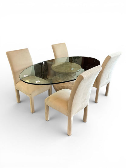 Large Oval Glass Top w/ Pedestal Base Dining Table