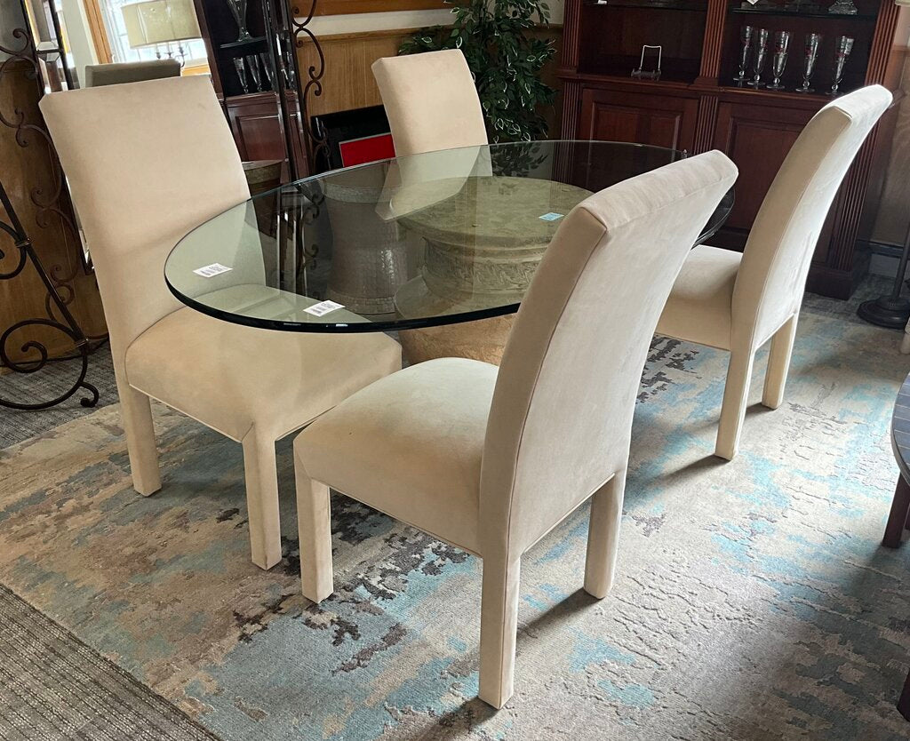Large Oval Glass Top w/ Pedestal Base Dining Table