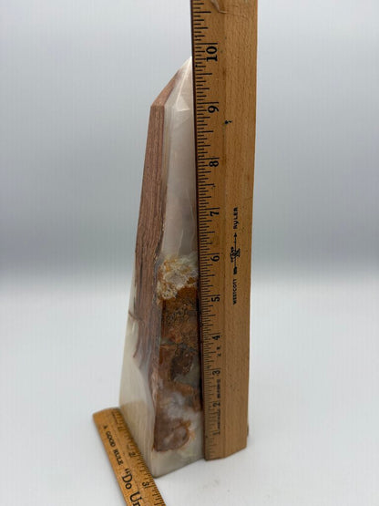 Natural White Onyx Marble Polished Octagon Obelisk Tower 10” /ro