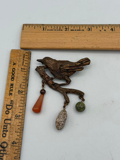 VTG Designer Kate Hines Bird on a Branch Brooch /ro
