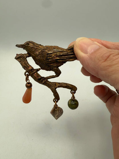 VTG Designer Kate Hines Bird on a Branch Brooch /ro