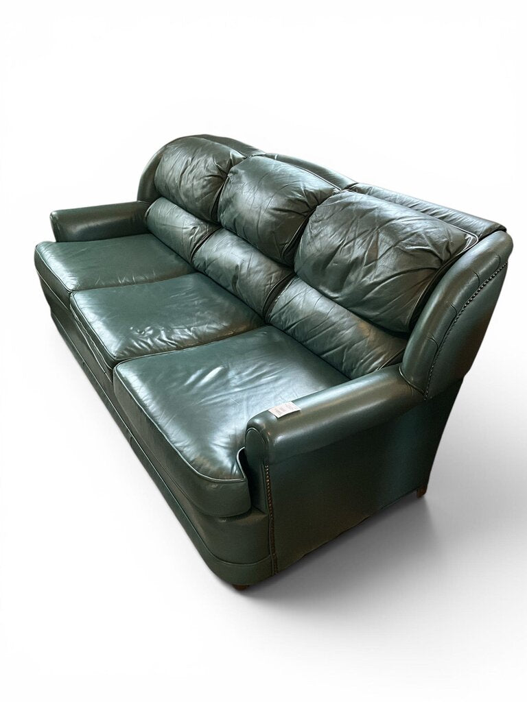 Green Leather Ethan Allen Couch