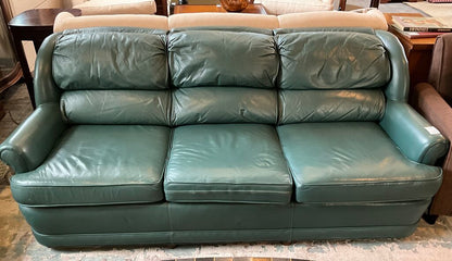 Green Leather Ethan Allen Couch