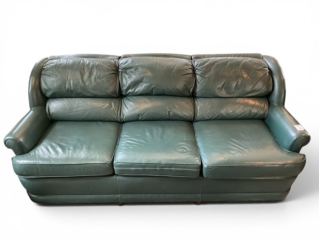 Green Leather Ethan Allen Couch